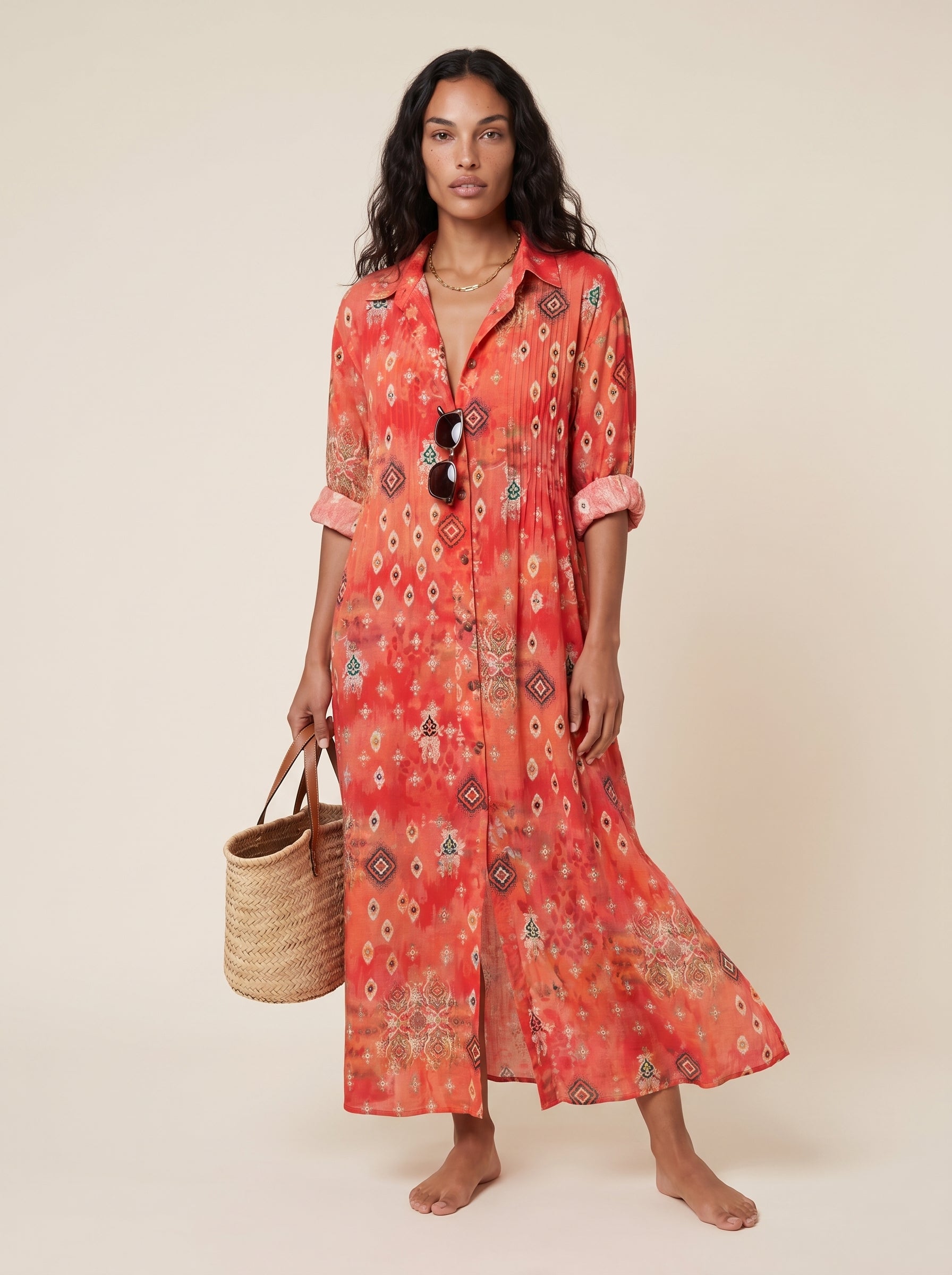 Isla | Charming Floral Print Boho Flowy V-Neck Maxi Dress