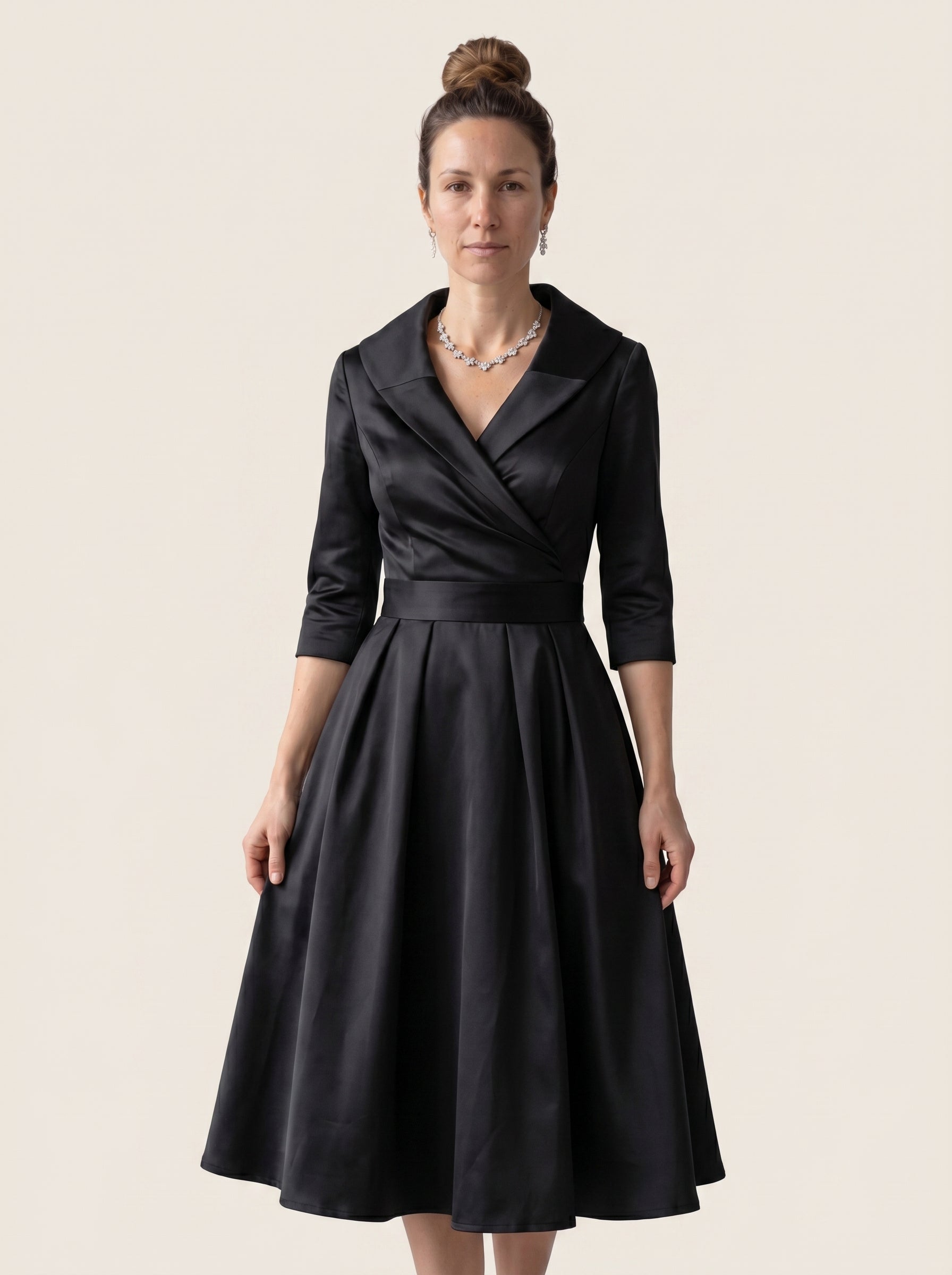 Vera | Elegant A-Line Midi Dress with Wrap V-Neck