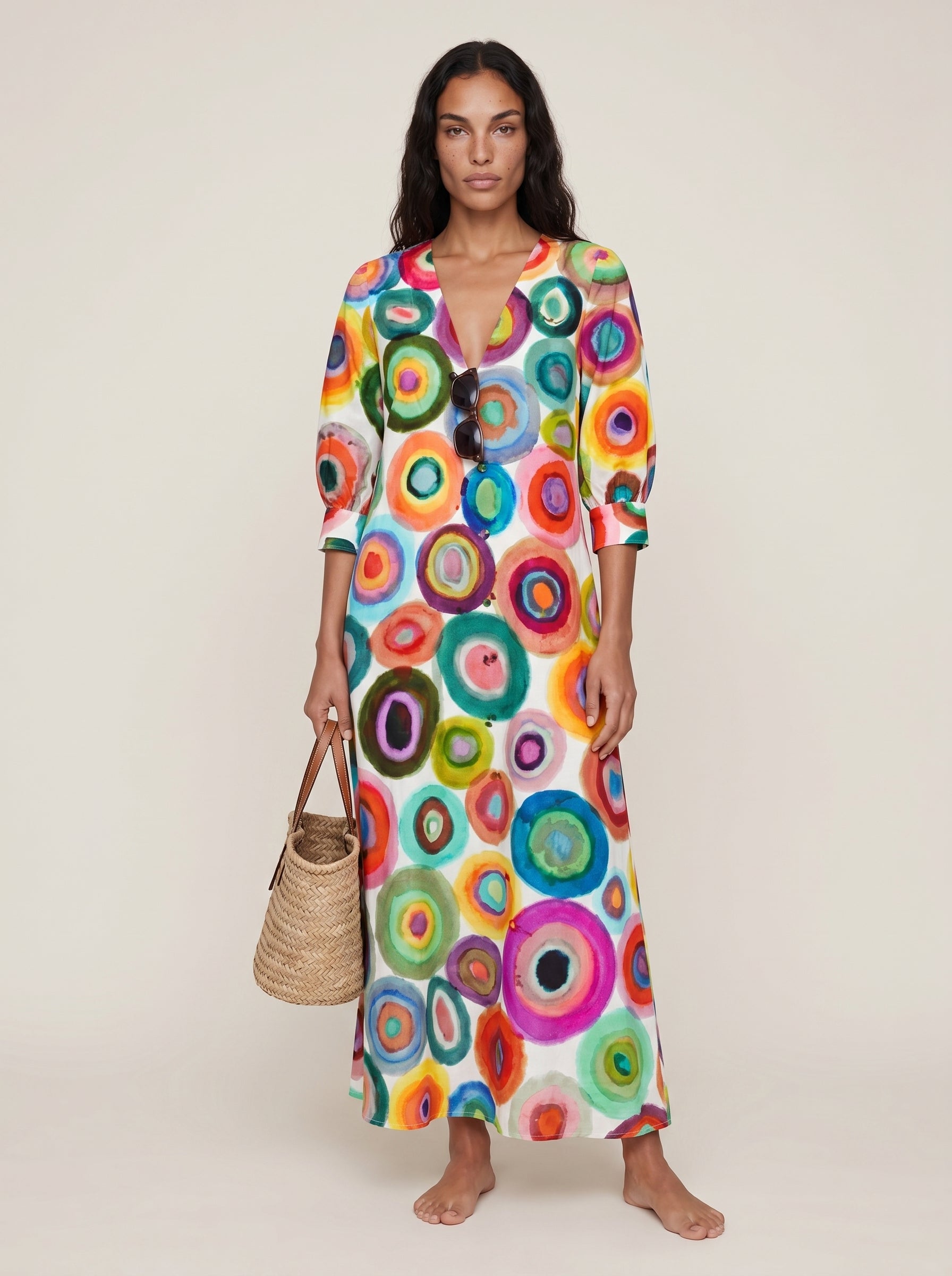 Isla | Charming Floral Print Boho Flowy V-Neck Maxi Dress