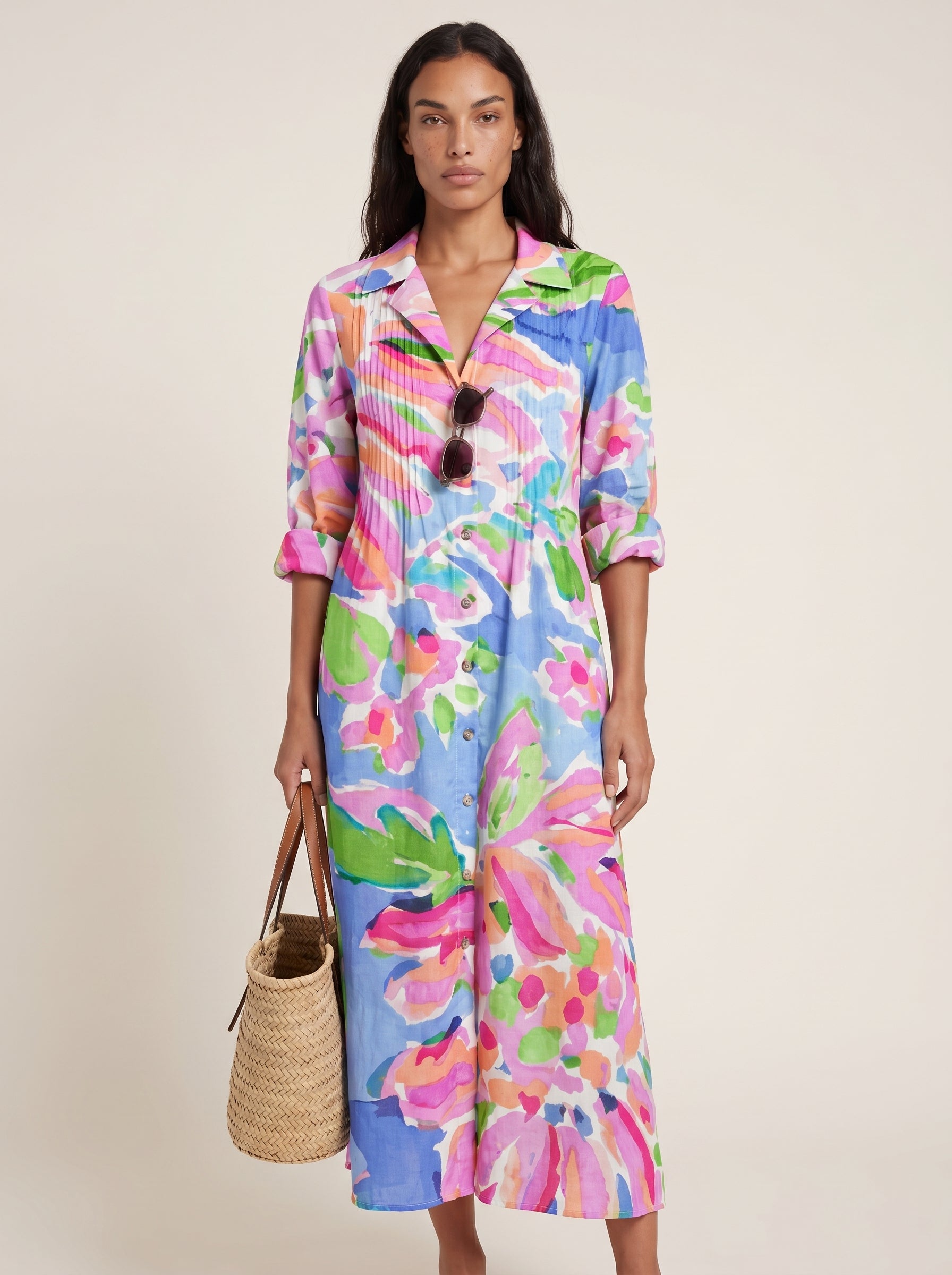 Isla | Charming Floral Print Boho Flowy V-Neck Maxi Dress