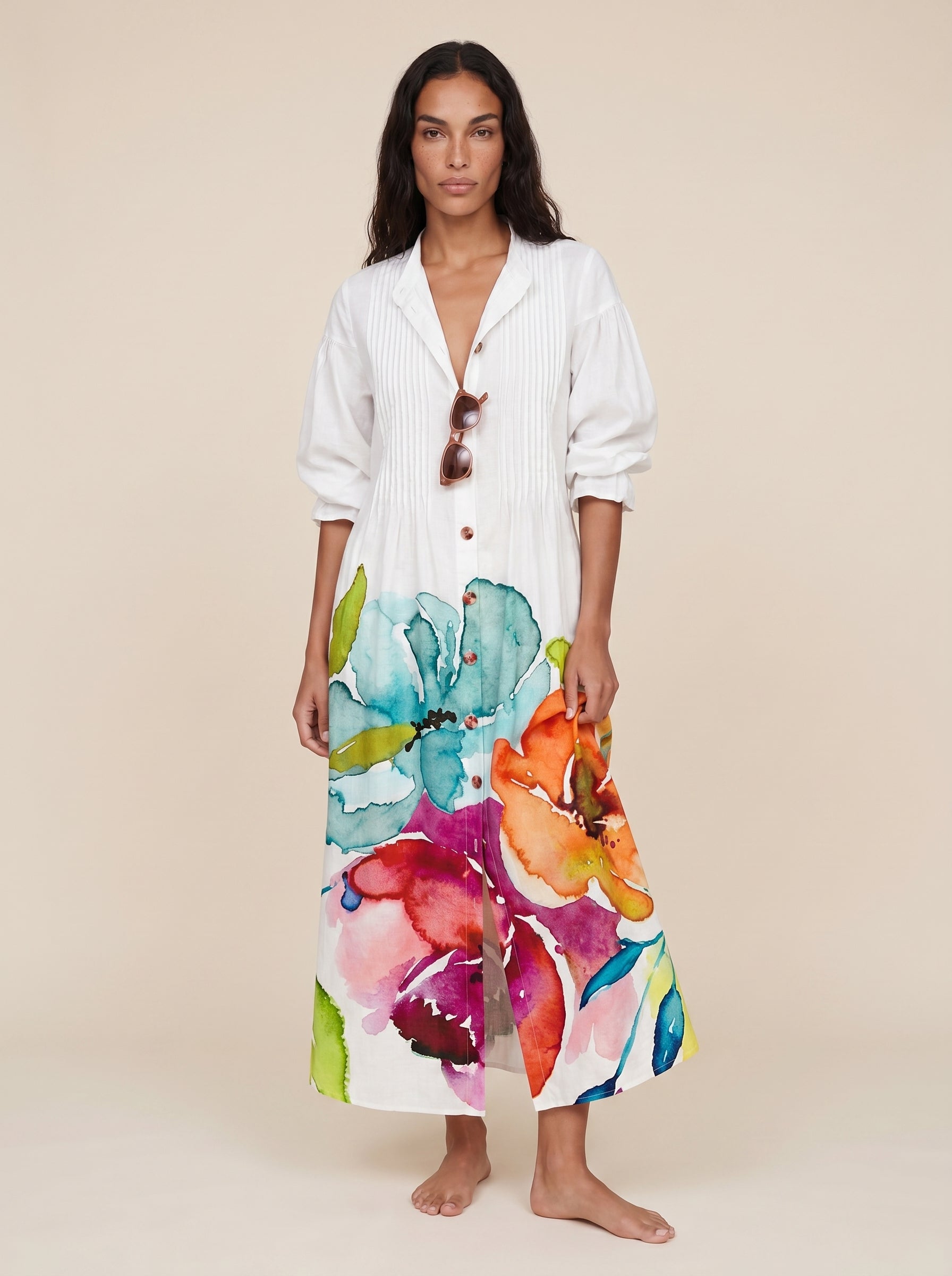 Isla | Charming Floral Print Boho Flowy V-Neck Maxi Dress