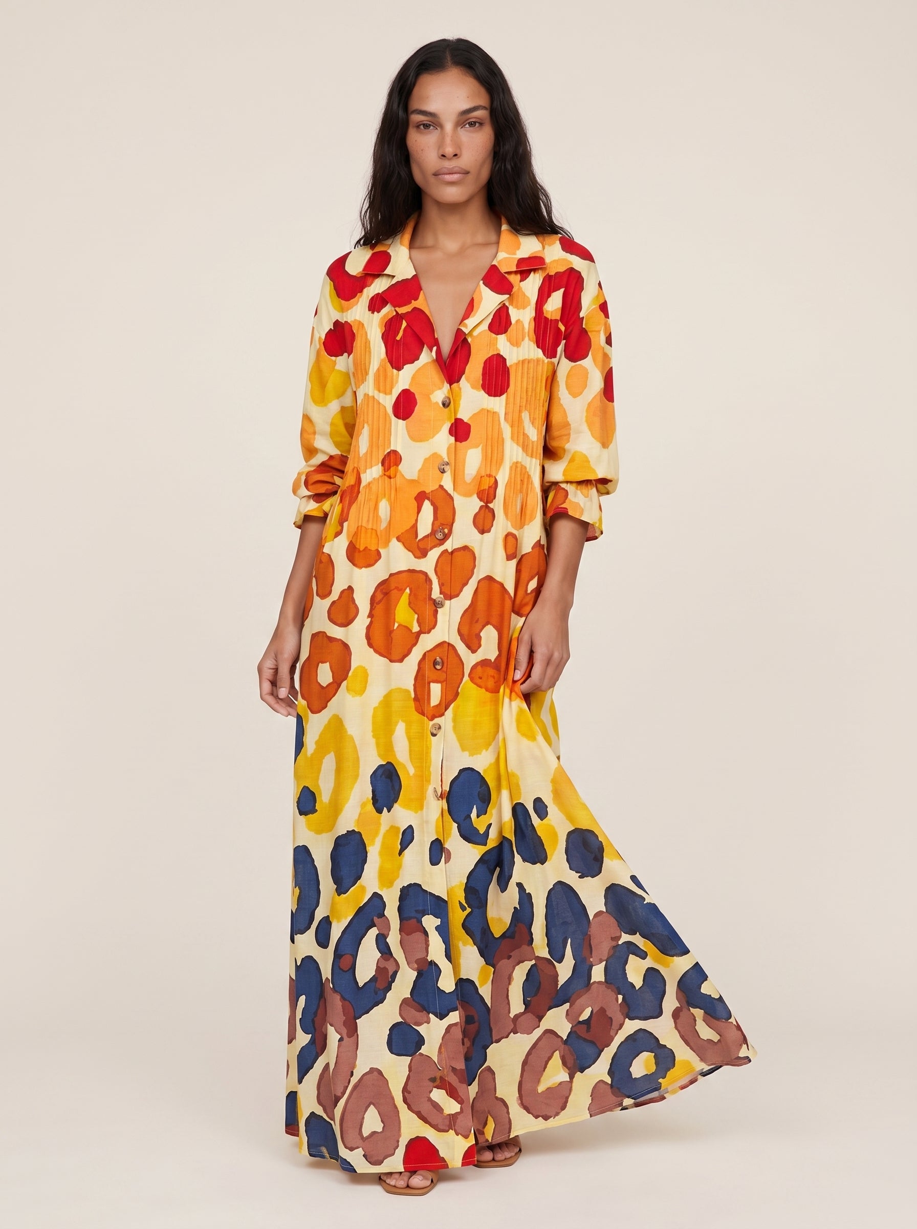 Isla | Charming Floral Print Boho Flowy V-Neck Maxi Dress